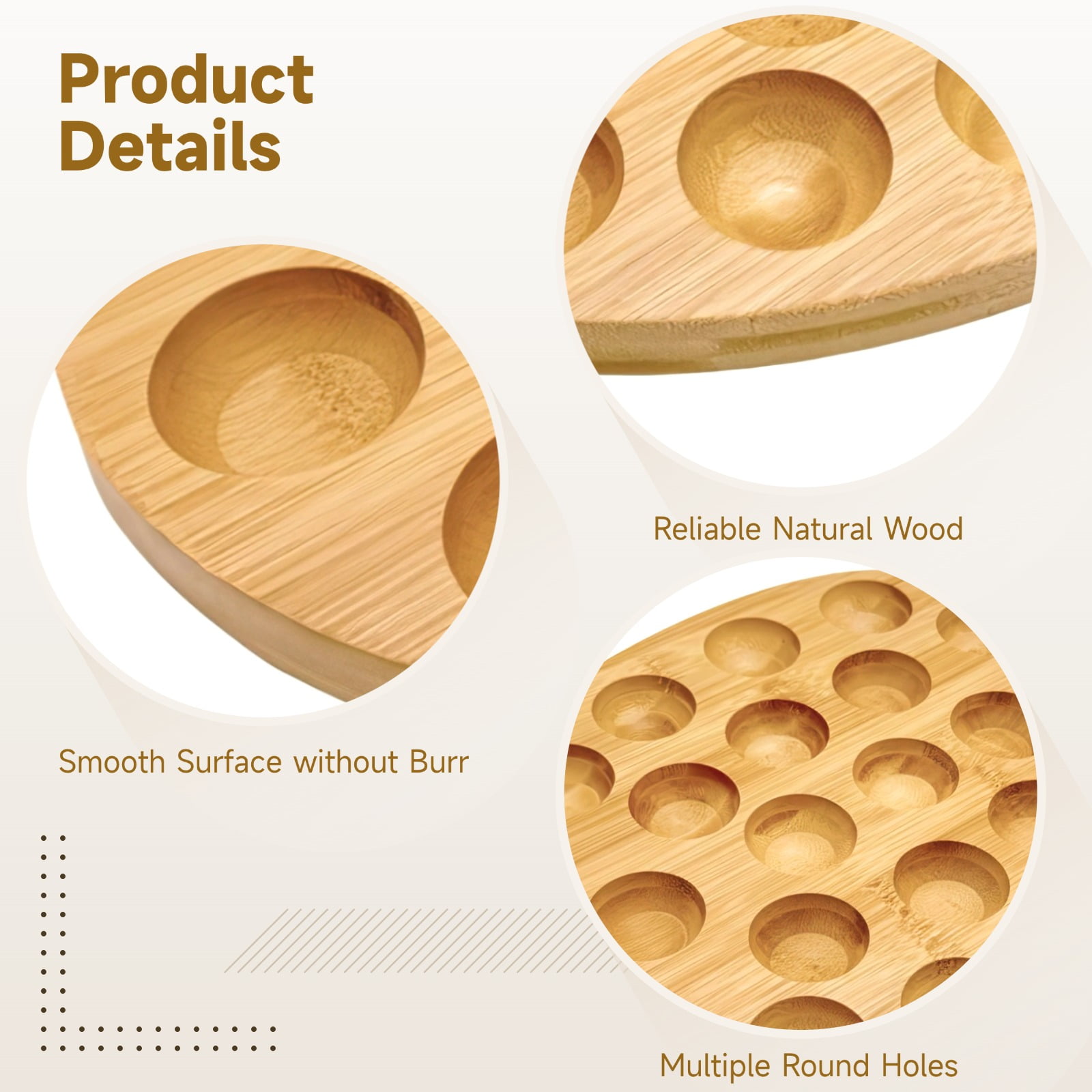 Wooden Reversible Deviled Egg Tray with 24 Holes for Home Party