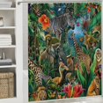 thumbnail image 6 of Orinice  Jungle Animal Shower Curtain Tropical Palm Leaves Sunset Fantasy Starry Sky African Safari Elephant Lion Tiger Swamp Kids Cartoon for Bathroom Decor Accessories Bathtub Curtain  69x72, 6 of 7