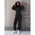 thumbnail image 4 of Women 2 Piece Outfits Zip Up Crop Hoodies SweatPants Lounge Matching Sweat Set Winter Trendy Clothes Black S, 4 of 8