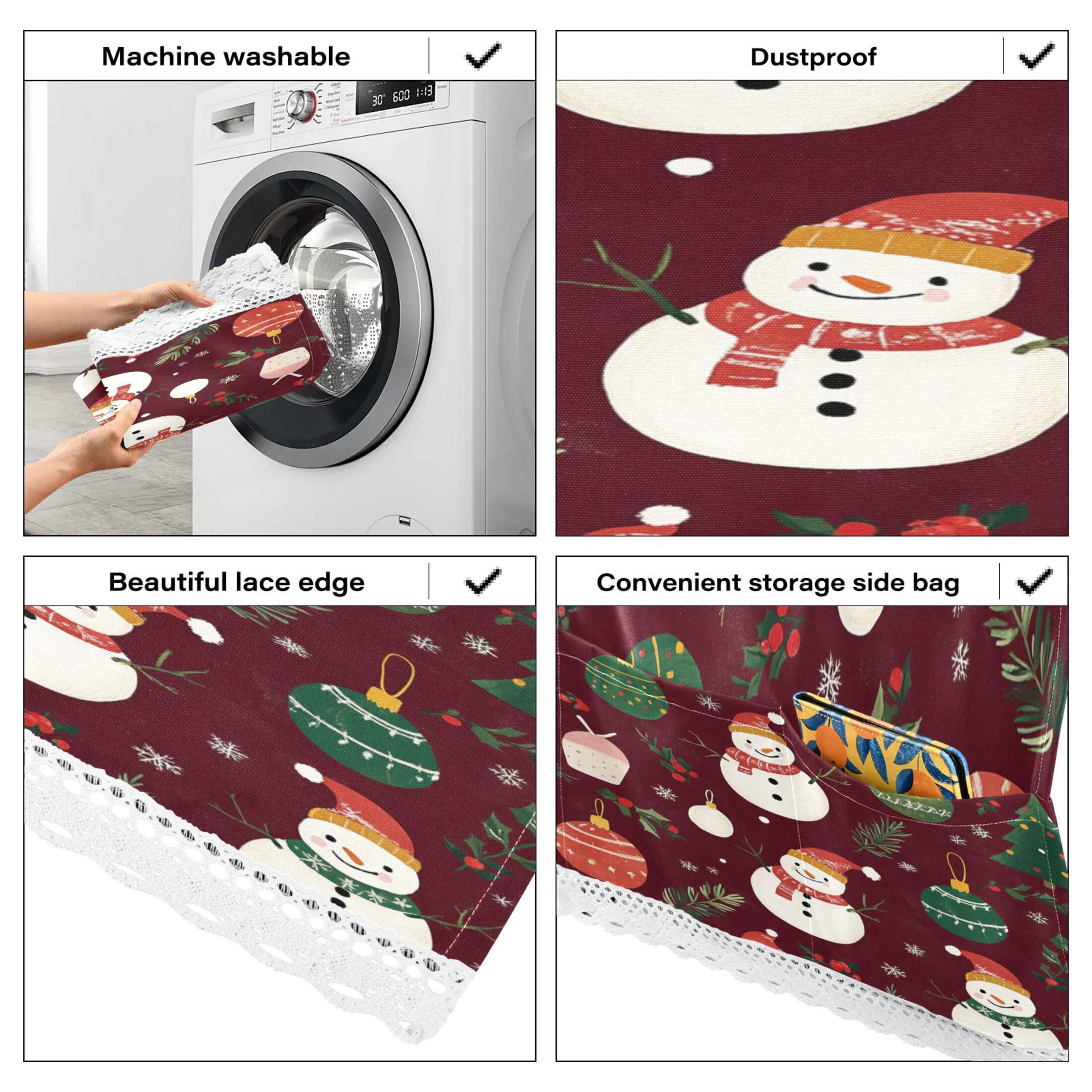 WOBOGO Christmas Pattern with Snowmen and Green Trees Washing Machine Cloth Dryer Refrigerator Top Cover Protective Non-Slip Mat For Kitchen Laundry