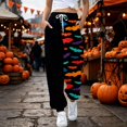thumbnail image 4 of Women Halloween Cute Ghost Print Jogger Pants JIANLAI Drawstring Elastic Waist Casual Sweatpants With Side Pockets, Loose Fit Fall Festival Loungewear Trousers, 4 of 8