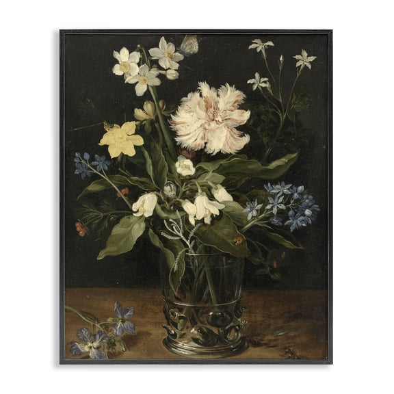 Stupell Industries Chrysanthemum & Flowers in Vase Black Framed Giclee Art, design by Vintage Hustle