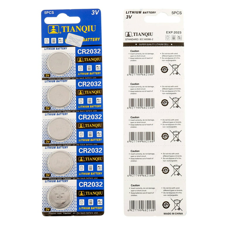 Tianqiu CR2032 3V Lithium Coin Cell Batteries (5 Batteries)