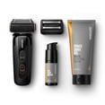 thumbnail image 1 of Paquete MANSCAPED® The Chairman™ PRO: afeitadora de láminas para hombres con dos cuchillas intercambiables, recortadora de láminas y barba de cuatro hojas SkinSafe®, gel de afeitado potente, calmante, 1 of 5