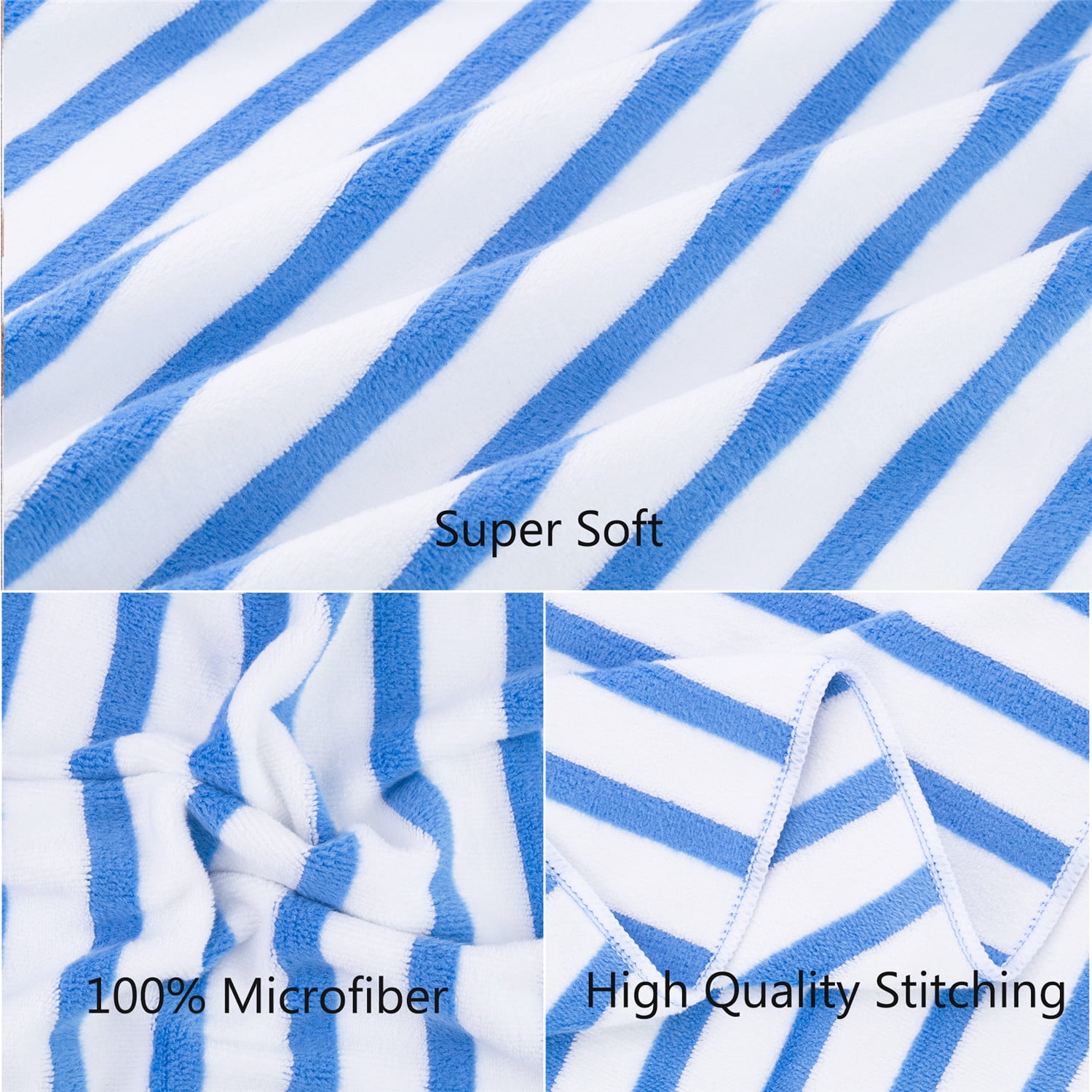 NC 2 Piece Bath Towel Set, Microfiber Absorbent Fast Drying Bath Towels, 30" x 60", Blue