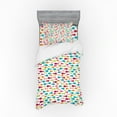 thumbnail image 1 of Fish Duvet Cover Set, Colorful Silhouettes of Fish Pattern Nautical Illustration with Simplistic Animals, Bedding Set with Shams and Fitted Sheet, 3 Sizes, by Ambesonne, 1 of 3