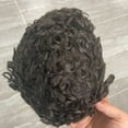 thumbnail image 5 of 20MM Curly Toupee Durable Full PU Thin Skin Men's Wig Human Hair Men Capillary Prosthesis Comfortable Replacement System Pieces (8 * 10, 2(dark brown)), 5 of 10