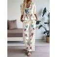 thumbnail image 2 of Women'S 2 Piece Outfits Floral Print Short Sleeve Blouse Wide Leg Pants Set Boho Vacation Outfits Multicolor XL, 2 of 6