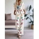 thumbnail image 4 of Conjunto de 2 Piezas para Mujer, Blusa de Corta con Estampado Floral y Pantalones Anchos, Estilo Bohemio para Vacaciones. Multicolor XL, 4 of 8