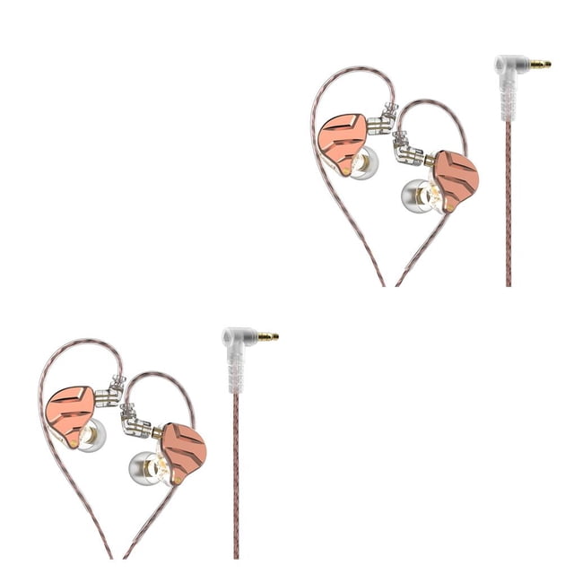 Methold Auriculares para teléfono con cable de 3,5 mm HiFi Dynamic Noise Cancelling Auriculares para juegos Cable largo Revestimiento Oro rosa normal 2piezas