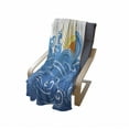 thumbnail image 4 of Abstract Soft Flannel Fleece Throw Blanket, Curved Ocean Waves with Sun Rising with Vibrant Sharp Rays Seascape Art, Cozy Plush for Indoor and Outdoor Use, 60" x 80", Blue Yellow Orange, by Ambesonne, 4 of 6