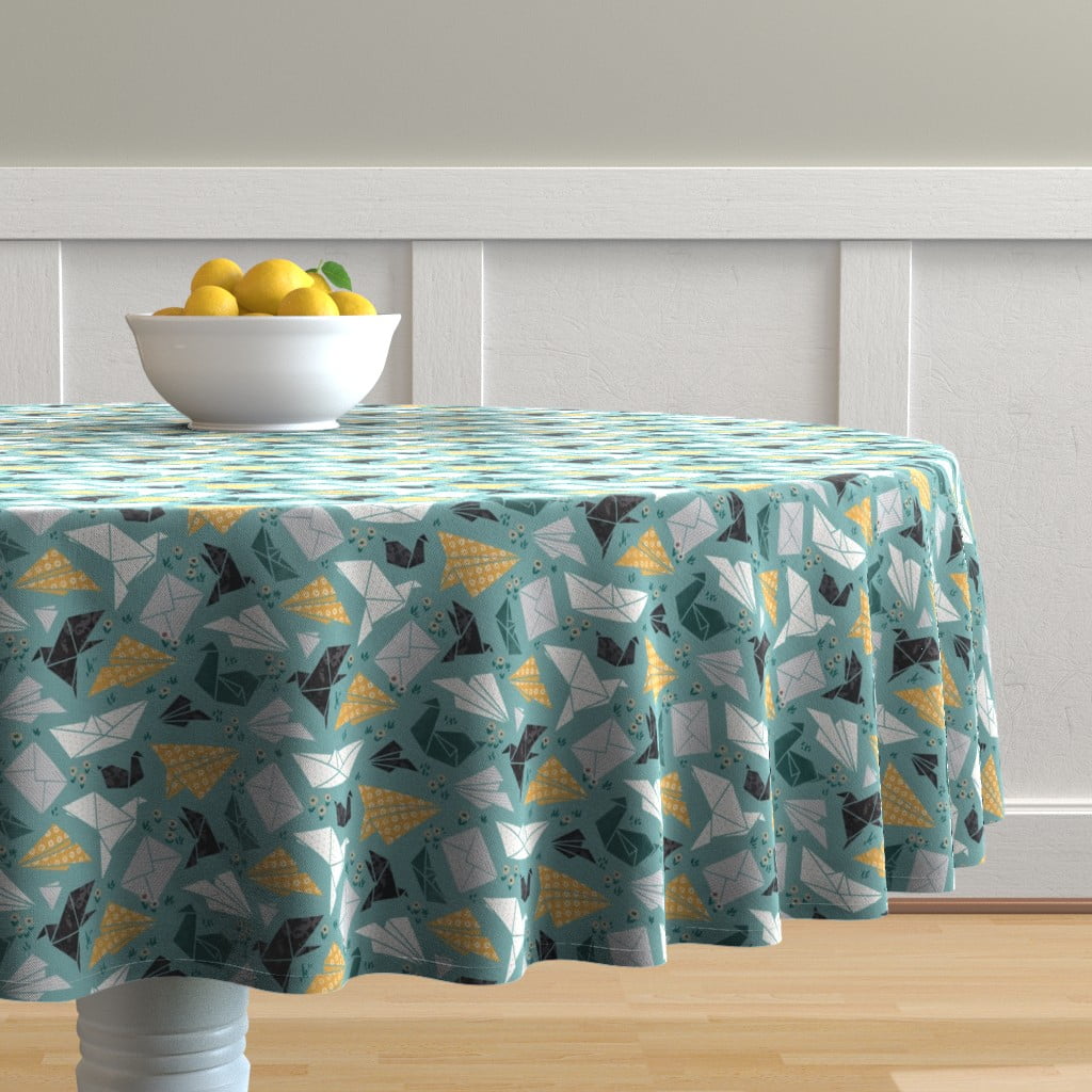 Round Tablecloth Origami Bright Paper Folding Art Crane Envelope Cotton