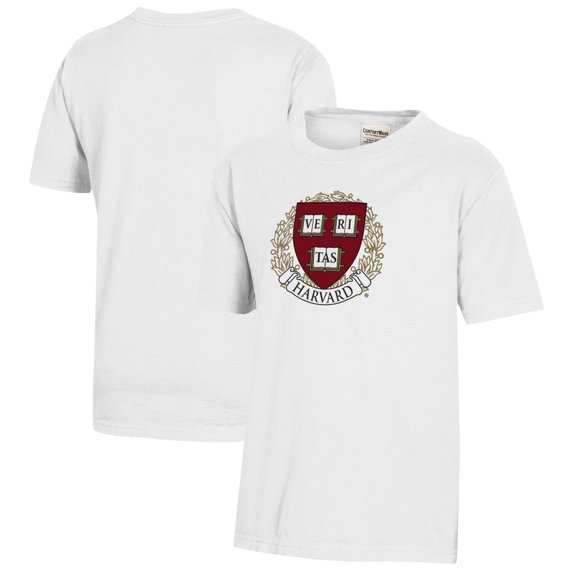 Youth White Harvard Crimson Logo Comfort Wash T-Shirt
