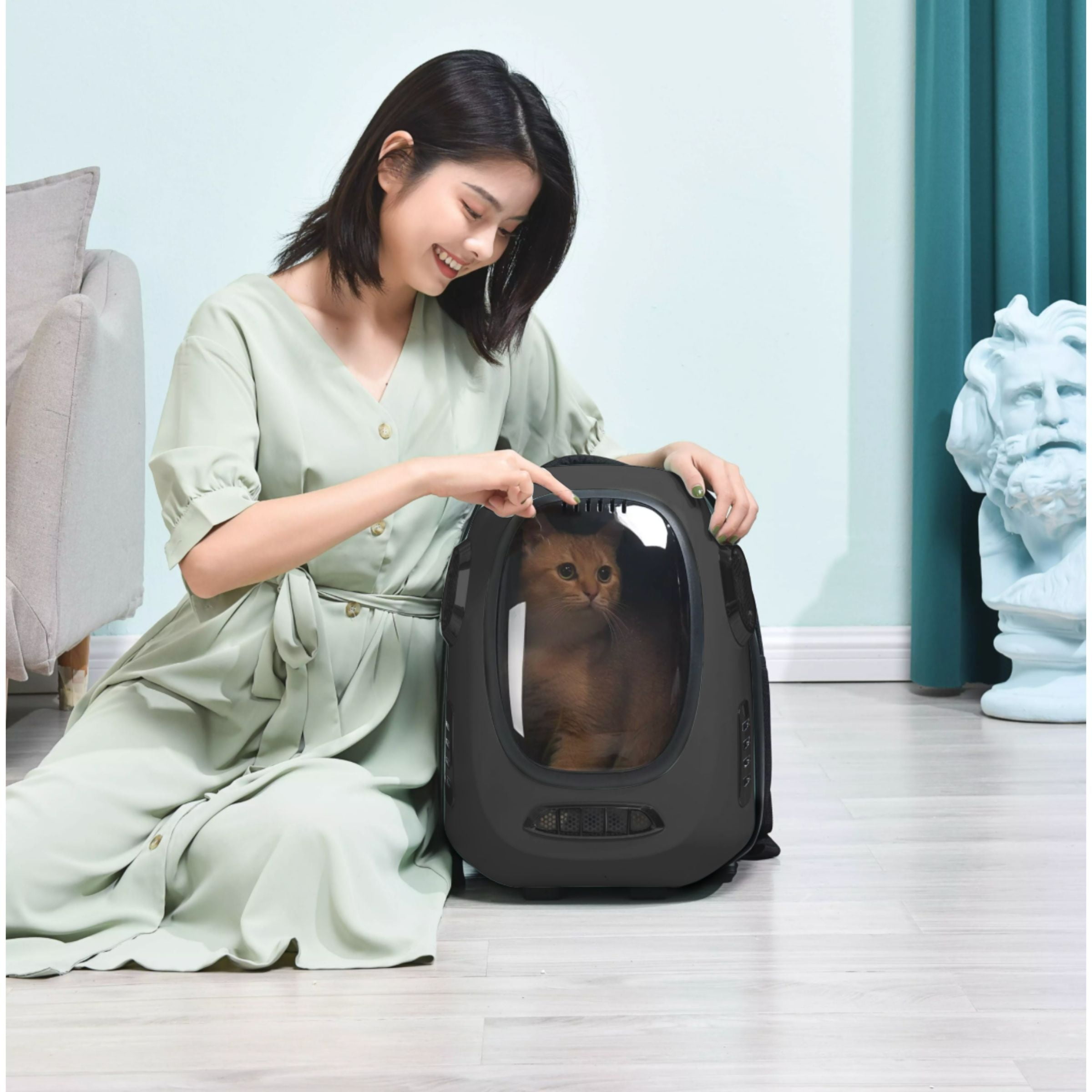 Breathable Pet Travel Bag Small Dog Pet Travel Backpack Dog Hiking Bag Black App Enabled Smart Cat Carrier INSTACHEW Smart Trekpod 