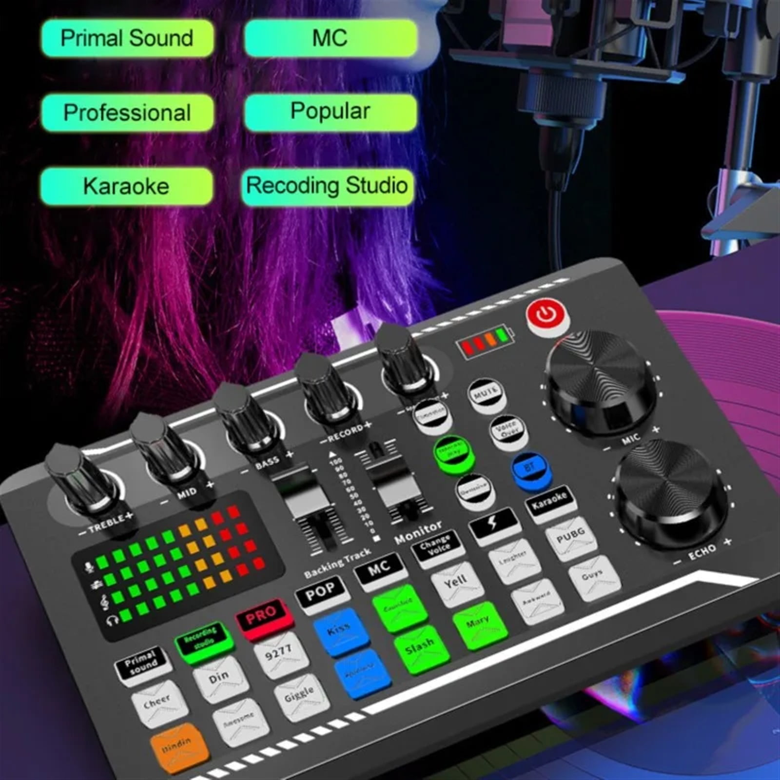 Dedicated Sound Card Microphone For Live BroadCast F998 Card with(Optional) Audio Interface With DJ Mixer Effects Voice Changer ,Easy to Operate