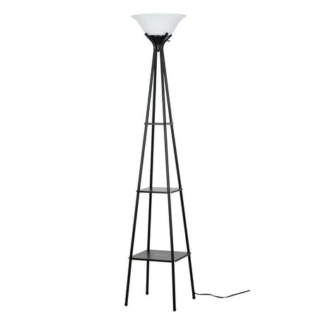 Mainstays 69  Metal Etagere Floor Lamp  Charcoal Finish