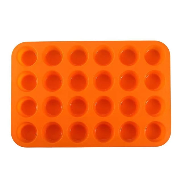 Color naranja 24 cavidades mini muffin silicona jabón galletas Cupcake molde de bandeja para hornear