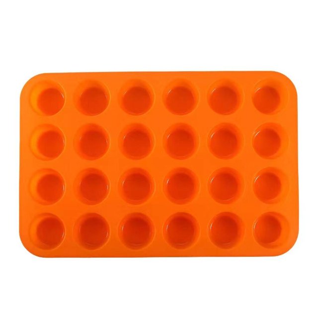 Color naranja 24 cavidades mini muffin silicona jabón galletas Cupcake molde de bandeja para hornear