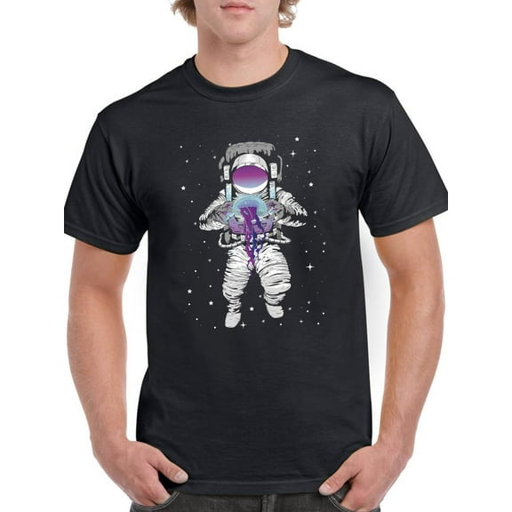 Astronaut With A Capsule T-Shirt Men -Smartprints Designs, Male 5X-Large