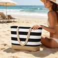 thumbnail image 5 of LEFXSMR Beach Bags for Women, Beach Bags Waterproof Sandproof with Striped Design, Portable Washable Tote Bag for Swim Pool & Outdoor Use, Black, 5 of 6
