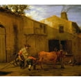thumbnail image 3 of Karel Dujardin 22x20 Black Modern Framed Museum Art Print Titled - A Smith Shoeing an Ox, 3 of 5