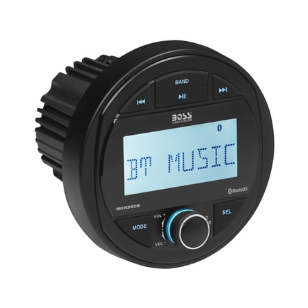 BOSS Audio Systems MGR300B Gauge-Style Marine Bluetooth Receiver, Weatherproof Boat Stereo