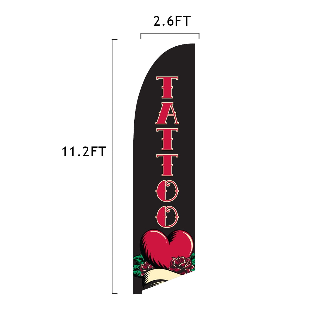 Vispronet Tattoo Feather Flag, 2.6ft x 11.2ft, Flag Only