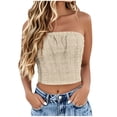 thumbnail image 1 of Tube Top for Women, Sleeveless Strapless Solid Color Summer Top, Polyester Casual Fit, Regular Length, Hand Wash Cold, 1 of 5