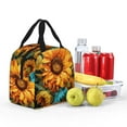 thumbnail image 4 of Easygdp Deep Yellow Colorful Sunflower Premium Insulated Lunch Bag - Waterproof Oxford Cloth, Aluminum Foil Lining, Large Capacity, Front Pocket, Unisex for Work, School, Outdoor Activities, Picnics, 4 of 5