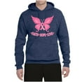 thumbnail image 2 of Wild Bobby, Butterfly Pink Ribbon Faith Hope Love, Breast Cancer Awareness, Unisex Graphic Hoodie Sweatshirt, Vintage Heather Navy, Large, 2 of 5