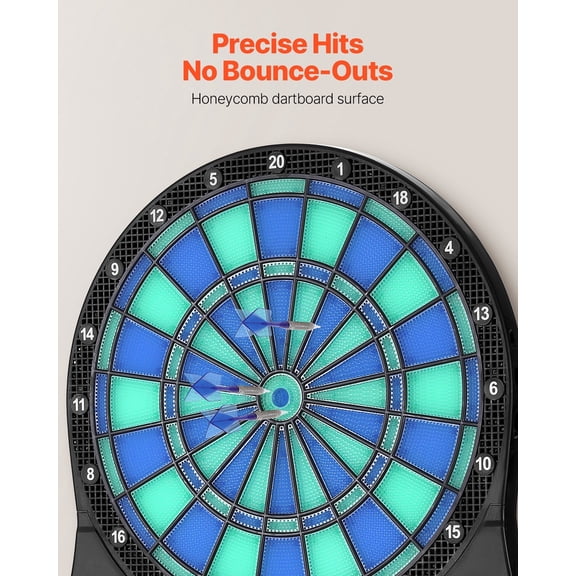 LED-Illuminated Electronic Dartboard with 500  Game Variations & Cricket Scoring, Includes 6 Darts, 50 Soft Tips, Supports 8 Players - Perfect for Family Games