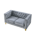thumbnail image 7 of Chesterfield 2 Seater Upholstered Velvet Sofa, Button Tufted Couch Loveseat with Nailhead Trim Arms Removable Cushions Gold Metal Legs for Living Room Office, 7 of 7