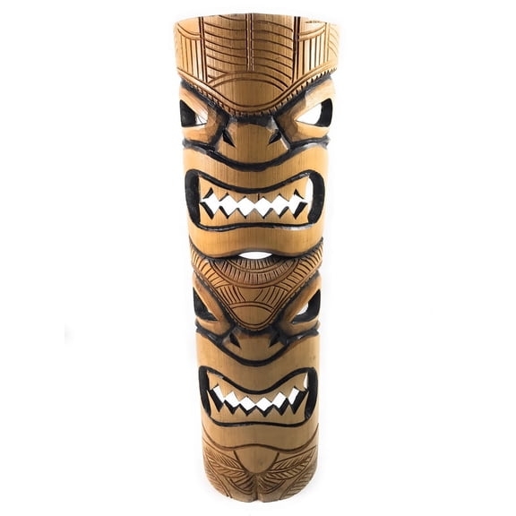 Love & Prosperity Bamboo Tiki Mask 20" - Burnt Finish | #dpt5098