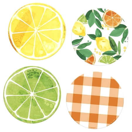 SKYSONIC Multicolor Citrus Fruit Tissue Paper Fans (Pack of 3) - 11.75" x 11.75" x 0.75" | Vibrant Design, Perfect Party Decorations for Summer Parties, Events, & Tropical Themed Celebrations