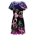 thumbnail image 4 of A Colorful Sign with Peace And Ribbon Dress Fashion Beach Short Sleeve Dresses Female Party Printed Sundress, 4 of 7