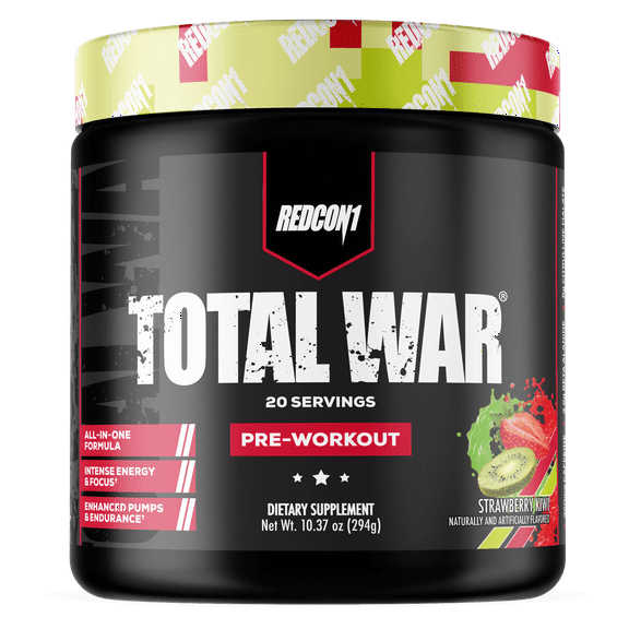 REDCON1 Total War Pre-Workout Powder Beta-Alanine & Citrulline Malate, Strawberry Kiwi, 20 Servings
