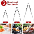 thumbnail image 3 of Juego de 3 pinzas de cocina de acero inoxidable, pinzas de metal de acero inoxidable de grado alimenticio, pinzas para barbacoa, para cocinar barbacoa, (7"+9"+12"), 3 of 5