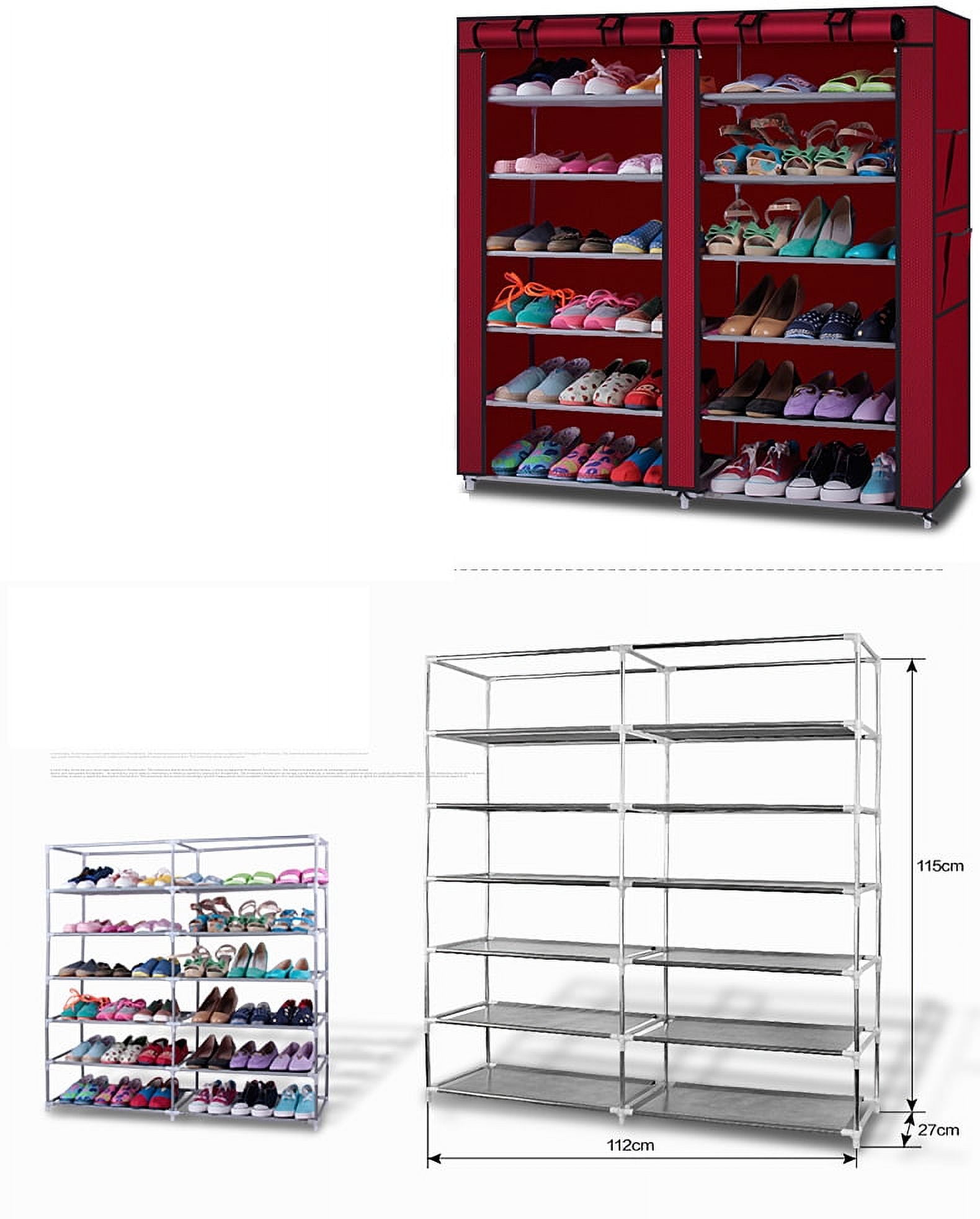 6-Row 2-Line 12 Lattices Non-woven Fabric Shoe Rack Coffee