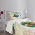 thumbnail image 3 of Ambesonne Earth Quilted Bedspread Set 2 Pcs, Vibrant Planet Continents, Twin Size, Multicolor, 3 of 5