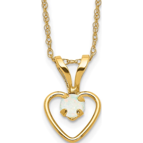 10K Yellow Gold Madi K 3Mm Opal Heart Necklace(Length 15) - Jbsp