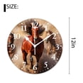 thumbnail image 2 of 12 Inch Wall Clock Battery Operated Silent Clock Decorative for Office, Kitchen, Outdoor, Living Room，Herd of Horses Running in Desert Sandstorm Cute Drawing, 2 of 4
