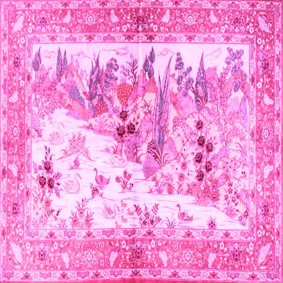 Ahgly Company Indoor Square Animal Pink Traditional Area Rugs, 6' Square