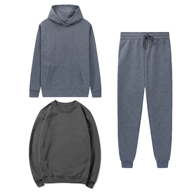Timegard Ensemble de Survêtement 3 Pcs pour Femmes, Haut à Manches Longues à Col Ras du Cou et Chandails à Capuchon, Chandail à Enfiler et Joggers, Tenues d'Automne Confortables