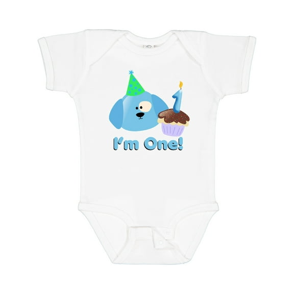 Inktastic 1st Birthday Puppy Blue Boys Baby Bodysuit