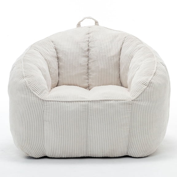 S-HOME Ergonomic Corduroy Bean Bag Chair for Adults and Teens in Classic Colour with Supportive Armrests for All Spaces, Beige