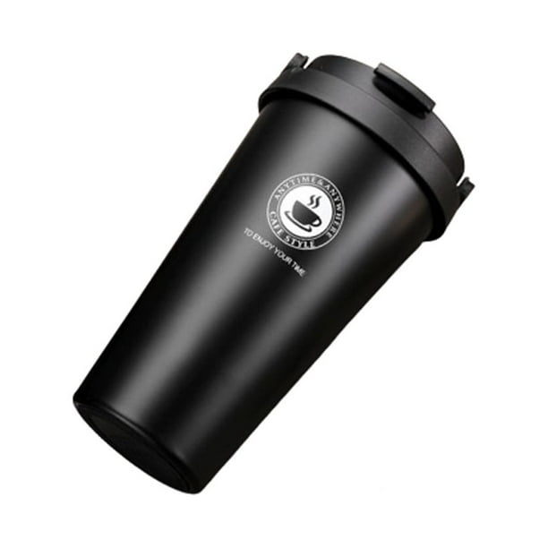 Ounissouiy Taza de viaje de doble pared, a prueba de fugas, reutilizable y duradera, fácil de usar, gran capacidad Mostrada Negro
