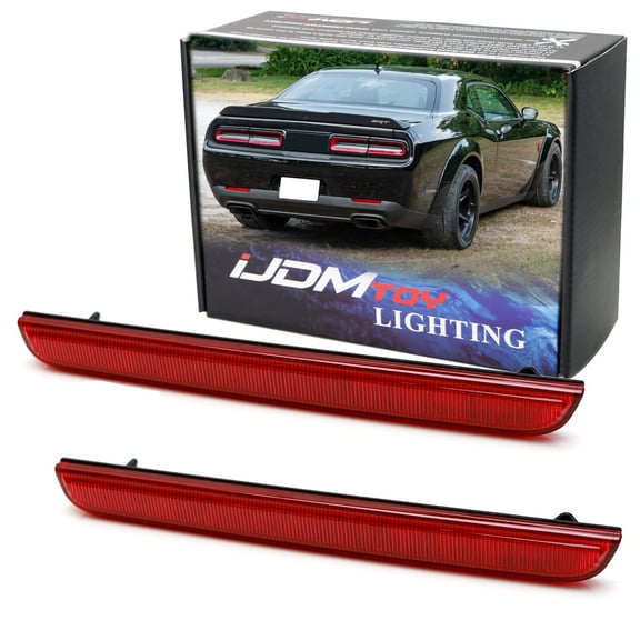 Dark Red Lens Rear Bumper Reflector Lenses For 2015-up Dodge Challenger, OE-Spec LH RH Assembly