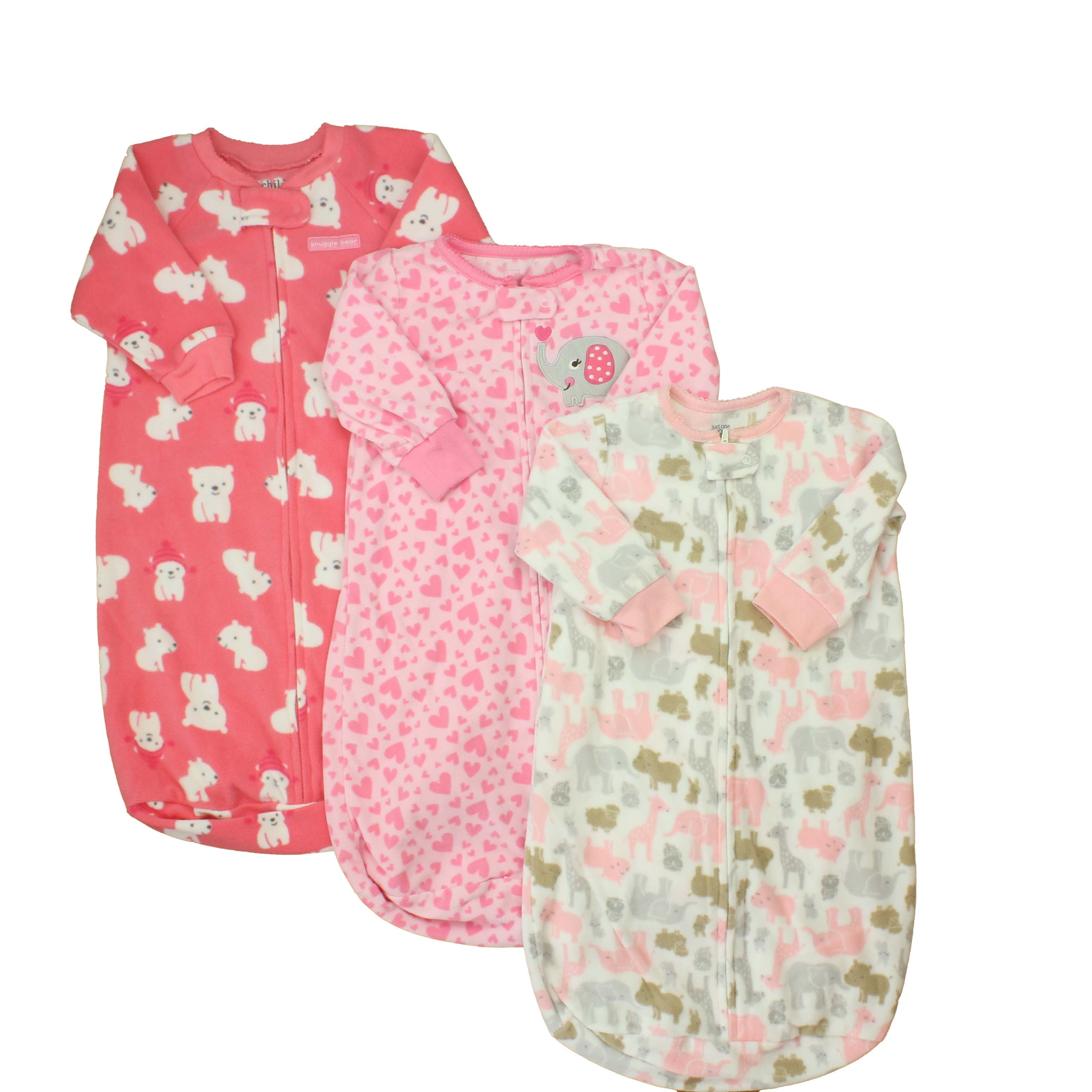 Preowned Carter's Girls White Pink Sleepsack size 09 Months