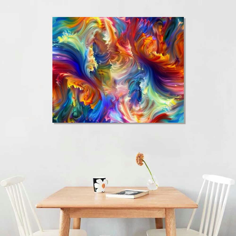 QZHH Abstract Colorful Wall Art Rainbow Canvas Wall Decor Bright Multicolor Color Blocks Splash Picture Art Modern Contemporary Prints Painting Artwork for Home Living Room Office Decoration