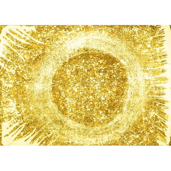 Ahgly Company Machine Washable Indoor Rectangle Abstract Yellow Contemporary Area Rugs, 4' x 6'